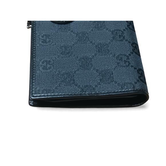 Authentic Gucci GG Canvas Long Wallet Silver Horsebit Leather Black Zip Interior - Picture 8 of 16
